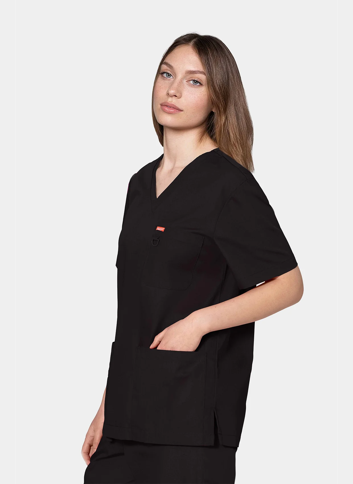 Unisex Orange Standard Balboa Scrub Top - Black - Image 4