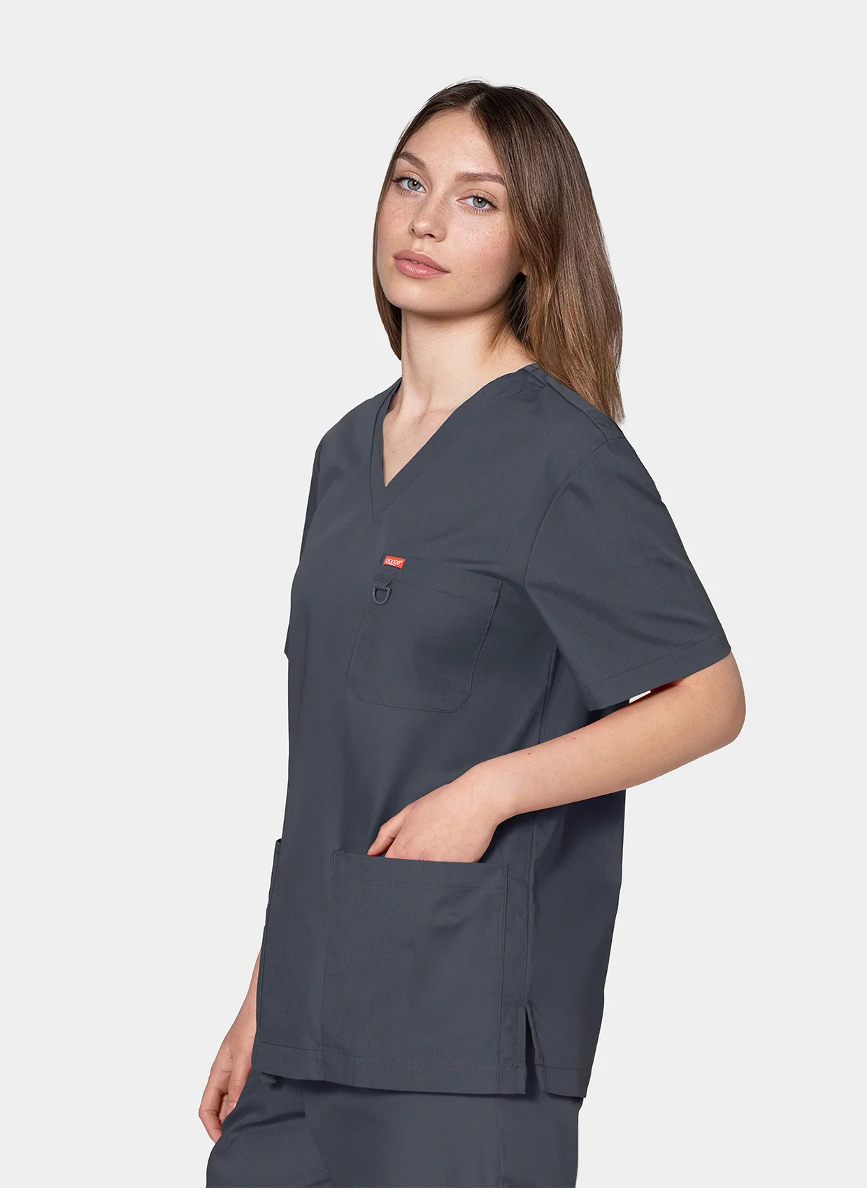 Unisex Orange Standard Balboa Scrub Top - Charcoal - Image 3