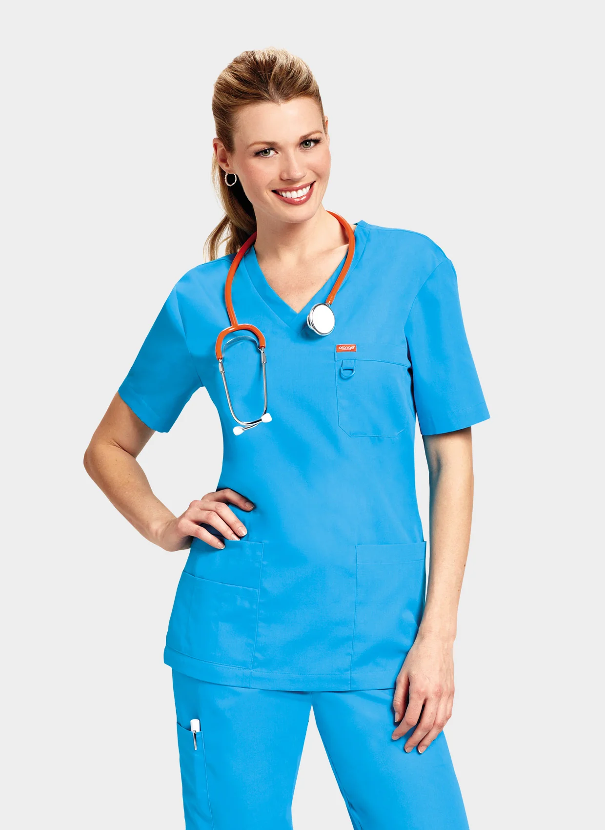 Unisex Orange Standard Balboa Scrub Top - Electric Blue - Image 3