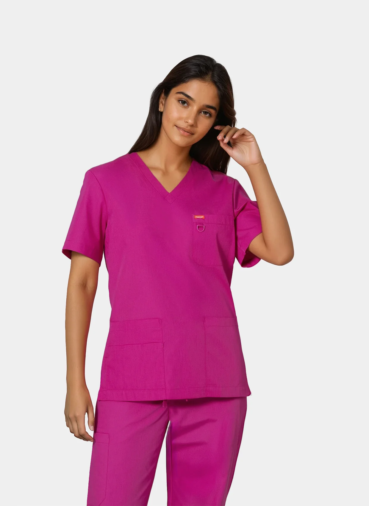 Unisex Orange Standard Balboa Scrub Top - Fierce Fuchsia - Image 3