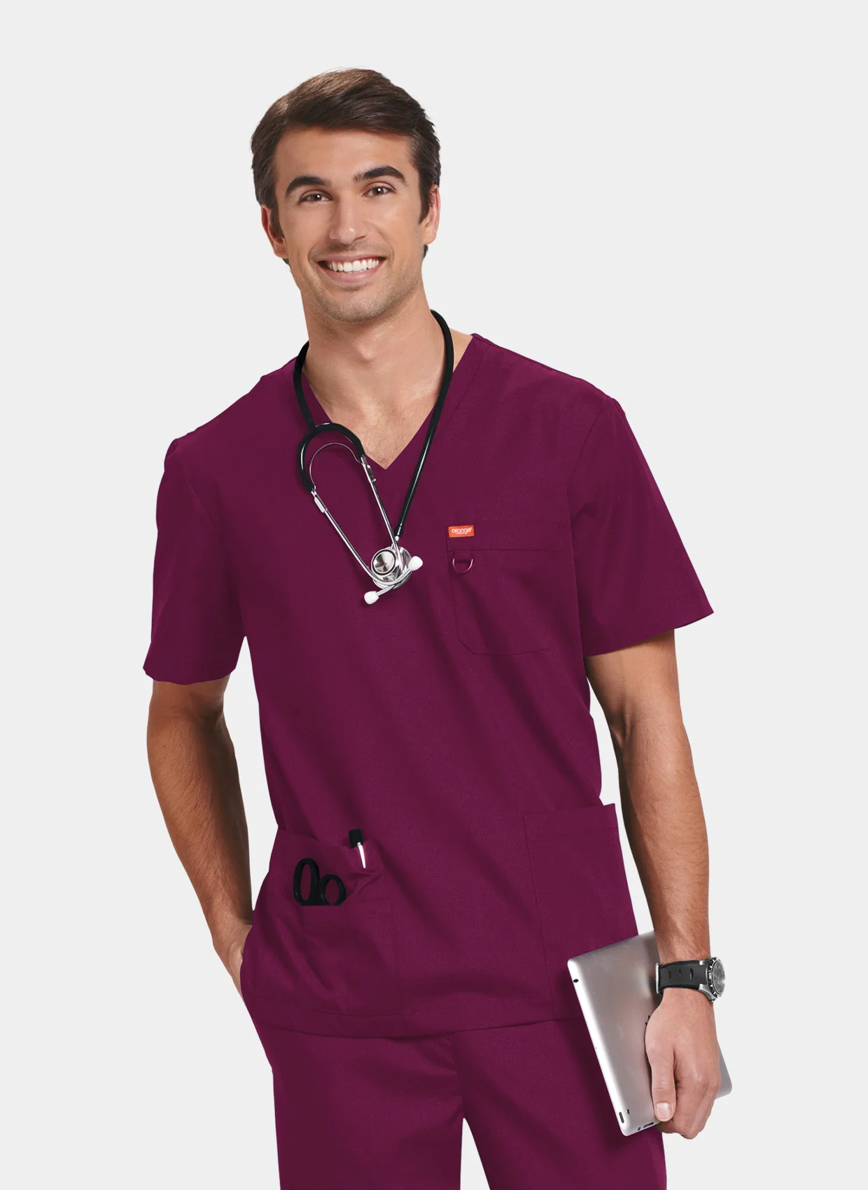 Unisex Orange Standard Balboa Scrub Top - Wine - Image 4